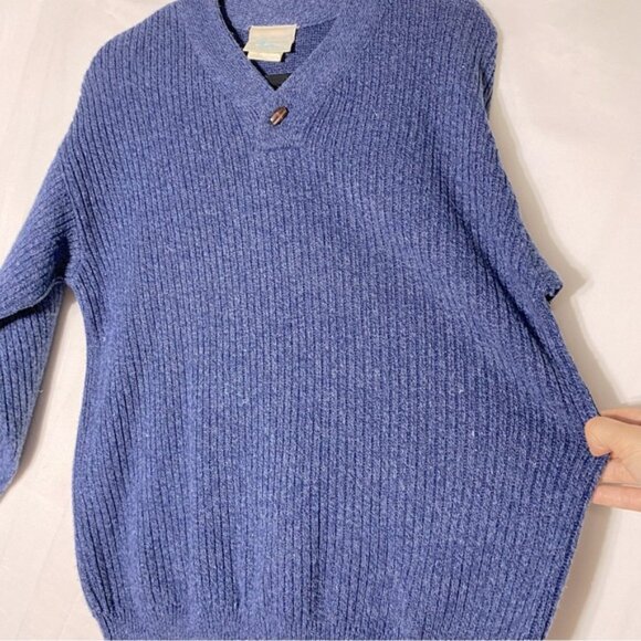 Vintage Northern Reflections Cottage Essentials Blue Ribbed Knit V Nk Sweater M - Picture 8 of 15